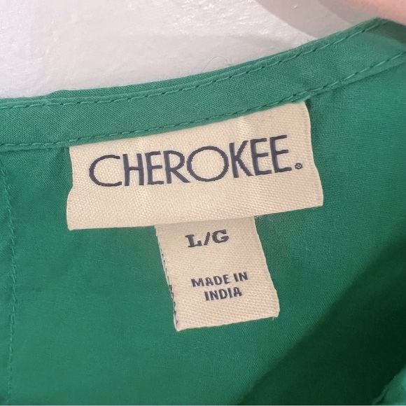 Cherokee Girls Sz L Green Embroidered Floral Sleeveless Summer Cotton Dress - Picture 5 of 9